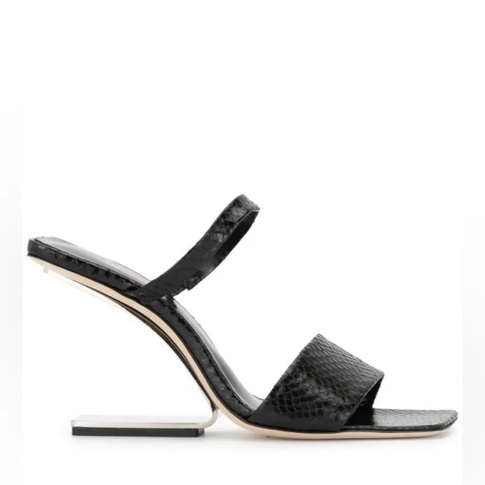 Cult Gaia BLACK Rene Cut-Out Heel Sandals, x Revolve, New, Size 37